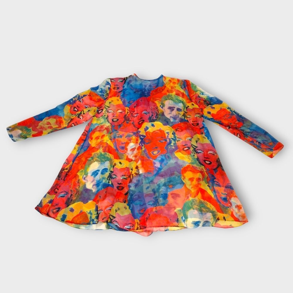 Jordan Michaels Sheer Marilyn Monroe/James Dean Print Blouse, Size 14, VTG , 80s - Picture 3 of 5